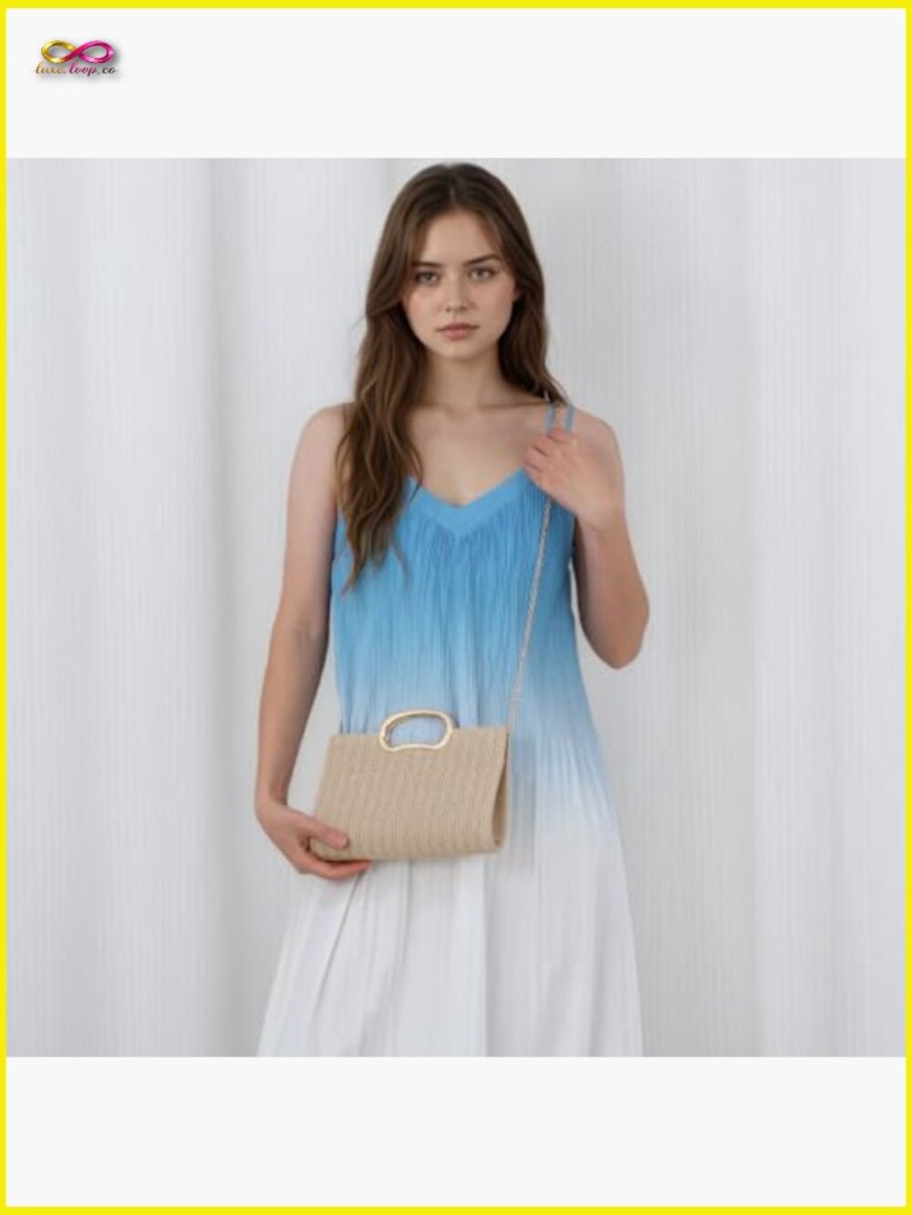 Top Handle Straw Clutch Purse Woven Beach Vacation Travel Raffia Handbag - Picture 2 of 7